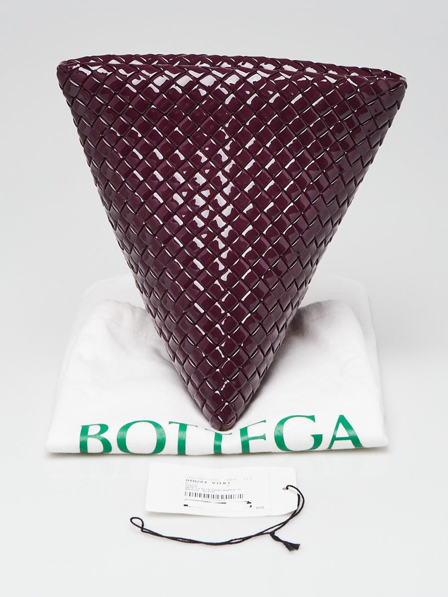 Bottega Veneta Purple Woven Patent Leather Twist Clutch Bag