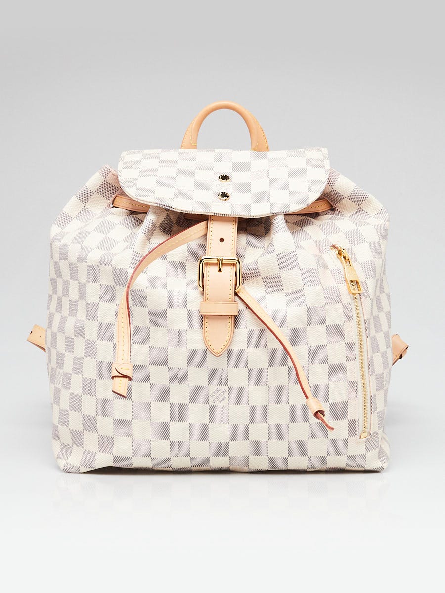 Louis vuitton white checkered backpack sale