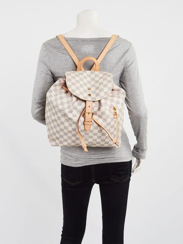 louis vuitton backpack sperone monogram BB Damier Azur Bag White The sperone backpack looks cool and summery in damier azur canvas Louis Vuitton Damier Azur Canvas