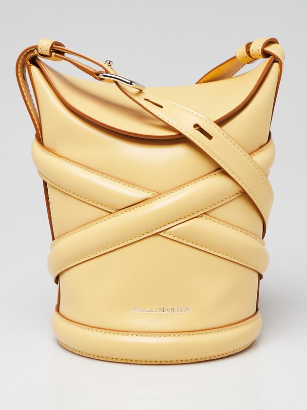 Alexander McQueen Yellow Leather The Curve Crossbody Bucket Bag