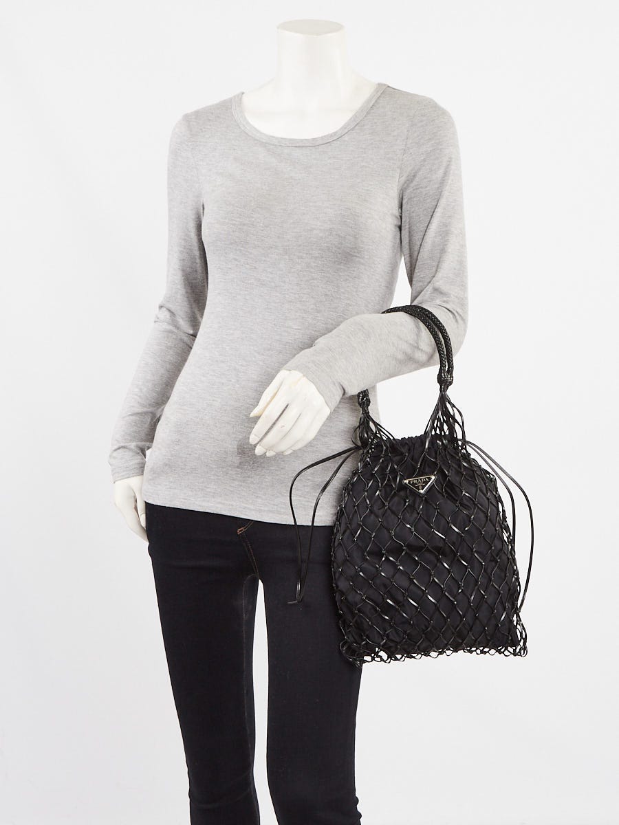 Prada Black Tessuto Nylon and Leather New Bucket Bag