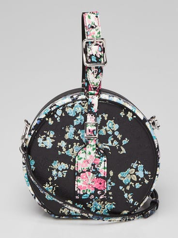 Louis Vuitton Black Leather Floral Print Petite Boite Chapeau Bag