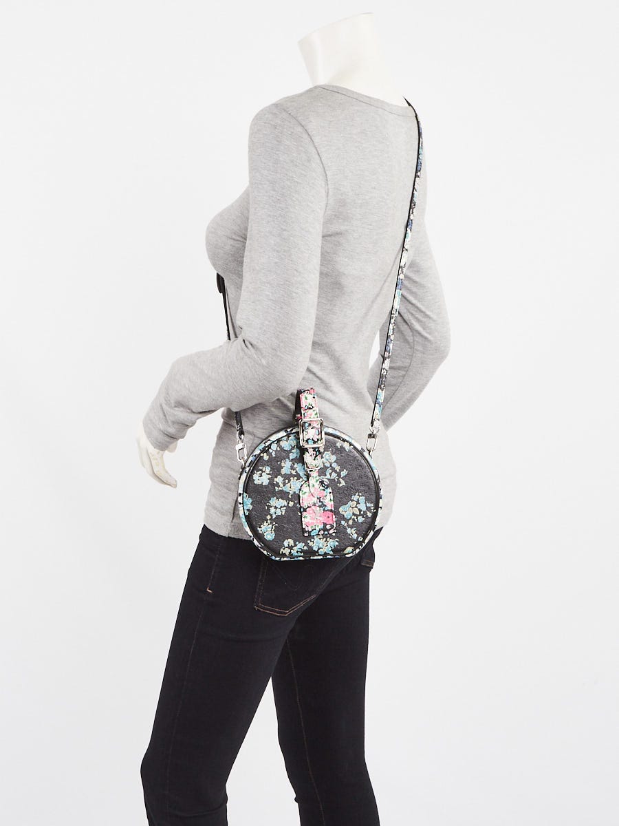 Louis Vuitton Black Leather Floral Print Petite Boite Chapeau Bag