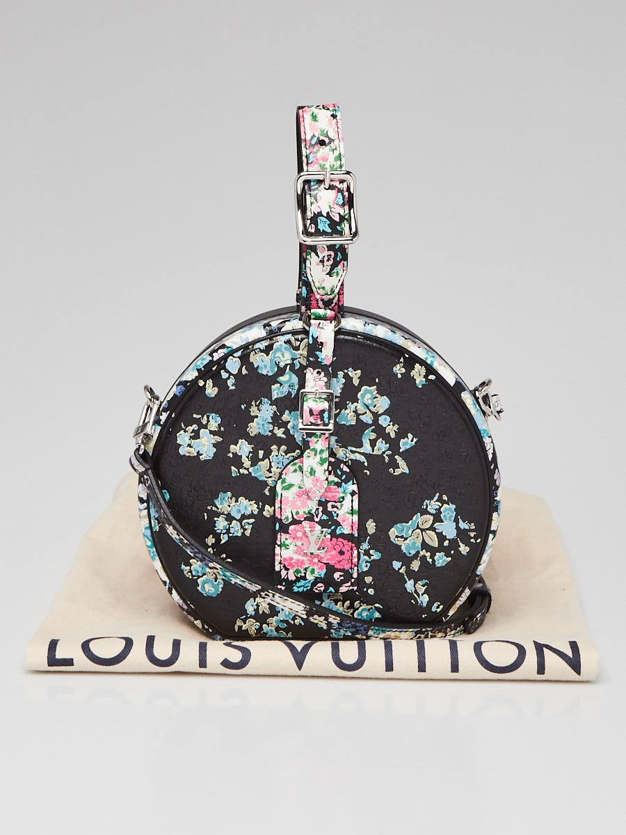 Louis Vuitton Black Leather Floral Print Petite Boite