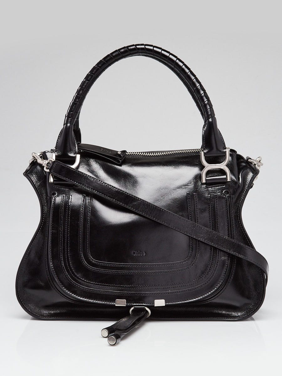 Chloe Black Leather Medium Marcie Double Carry Bag | Yoogi's Closet