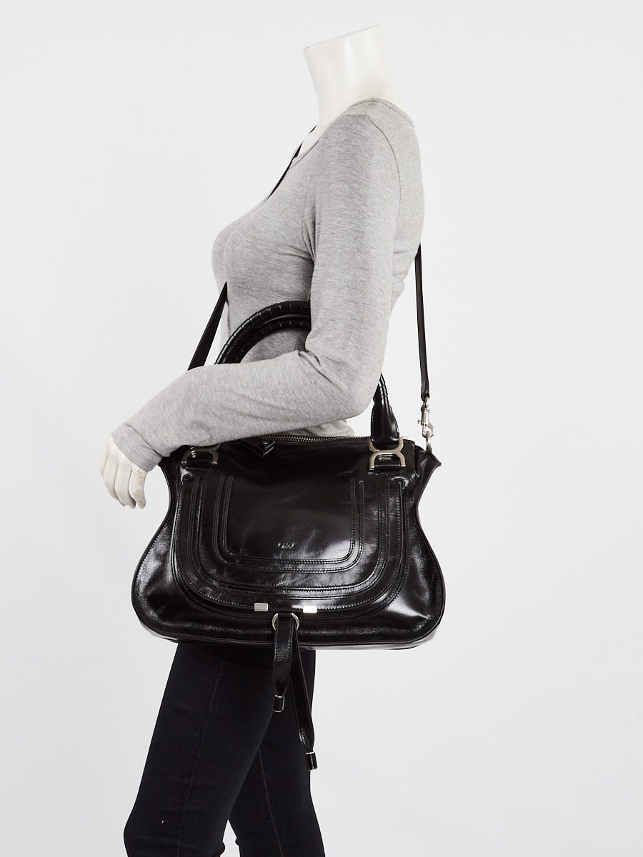 Chloe Black Leather Medium Marcie Double Carry Bag | Yoogi's Closet