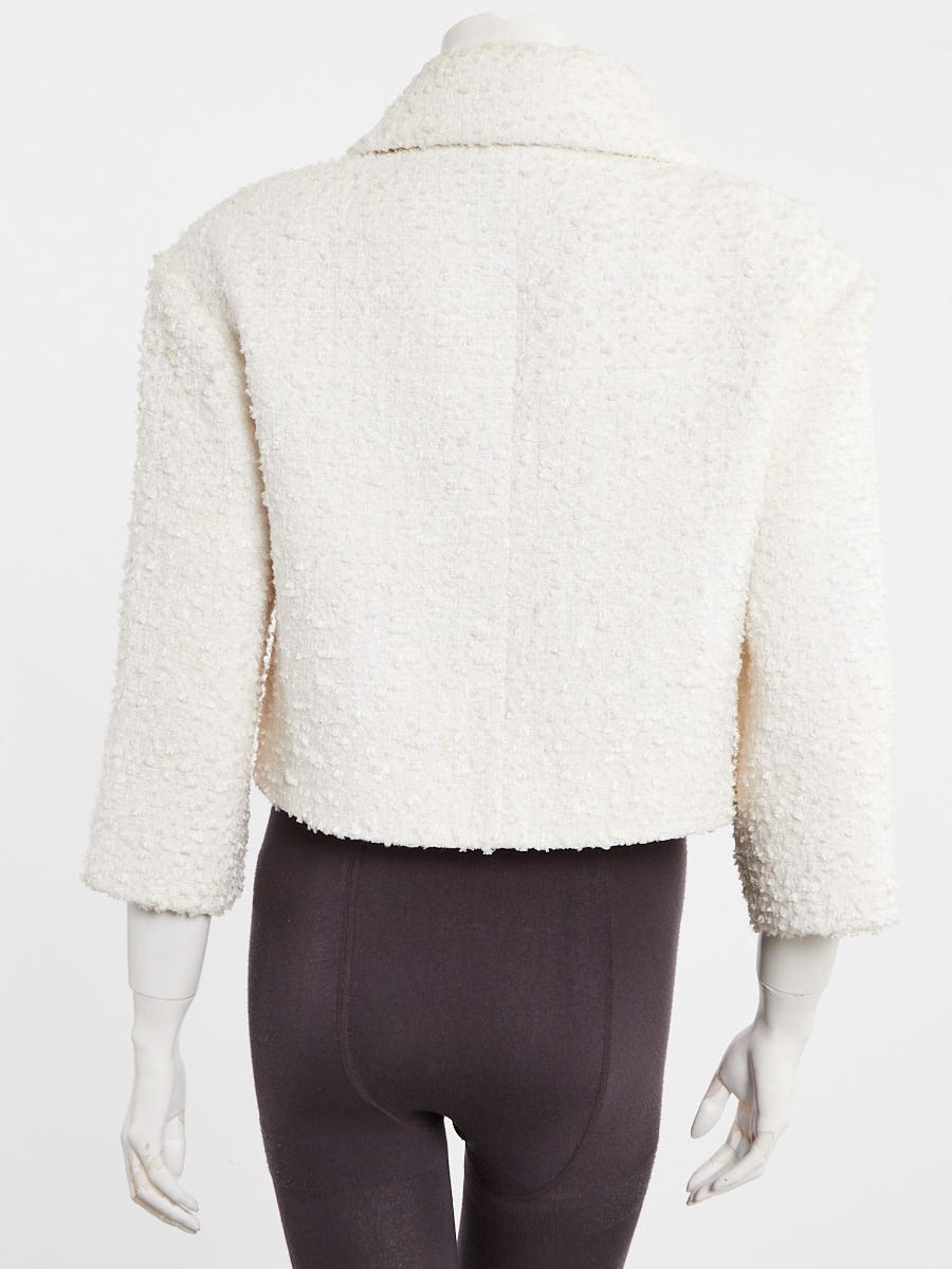 Chanel White Tweed La Pausa Cropped Jacket Size 6/38 | Yoogi's Closet