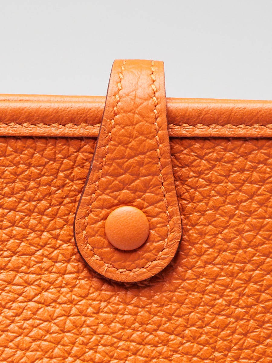 Hermes 16cm Orange Clemence Leather Gold Plated Evelyne TPM