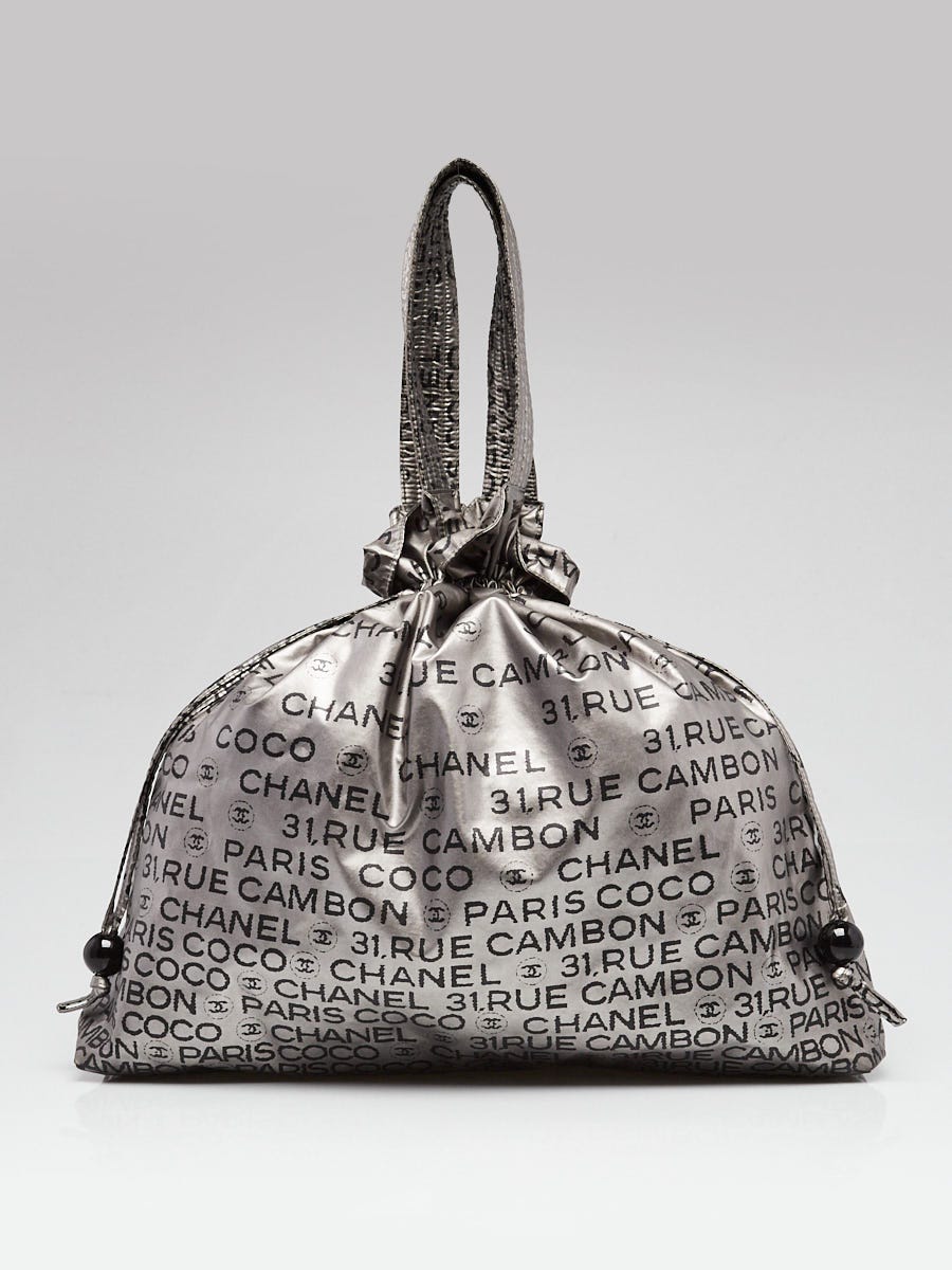 Chanel Silver/Black Metallic Coated Canvas Unlimited Ligne Tote
