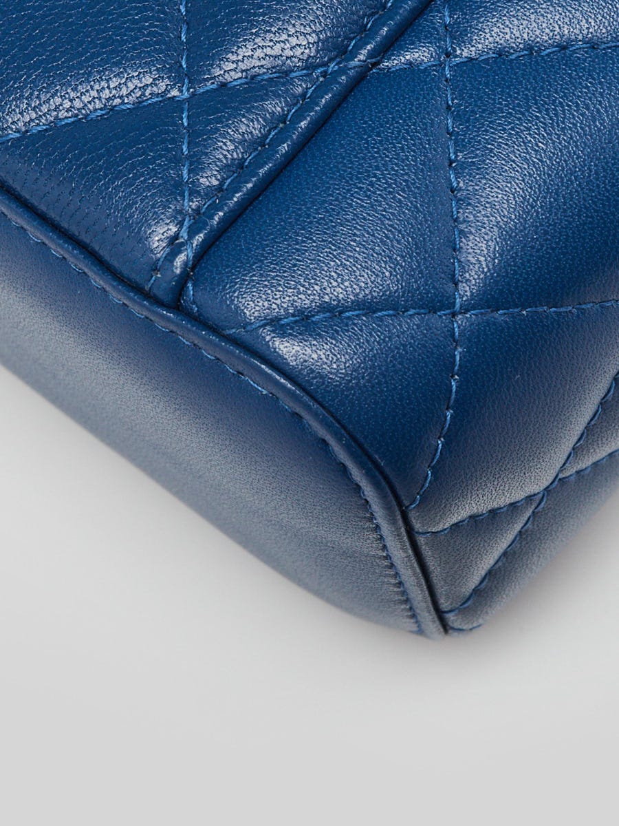 Chanel Blue Quilted Lambskin Leather Pearl Crush Mini Vanity Case