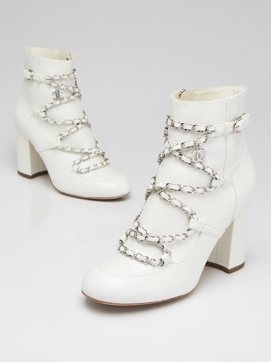 Chanel white ankle boots hotsell