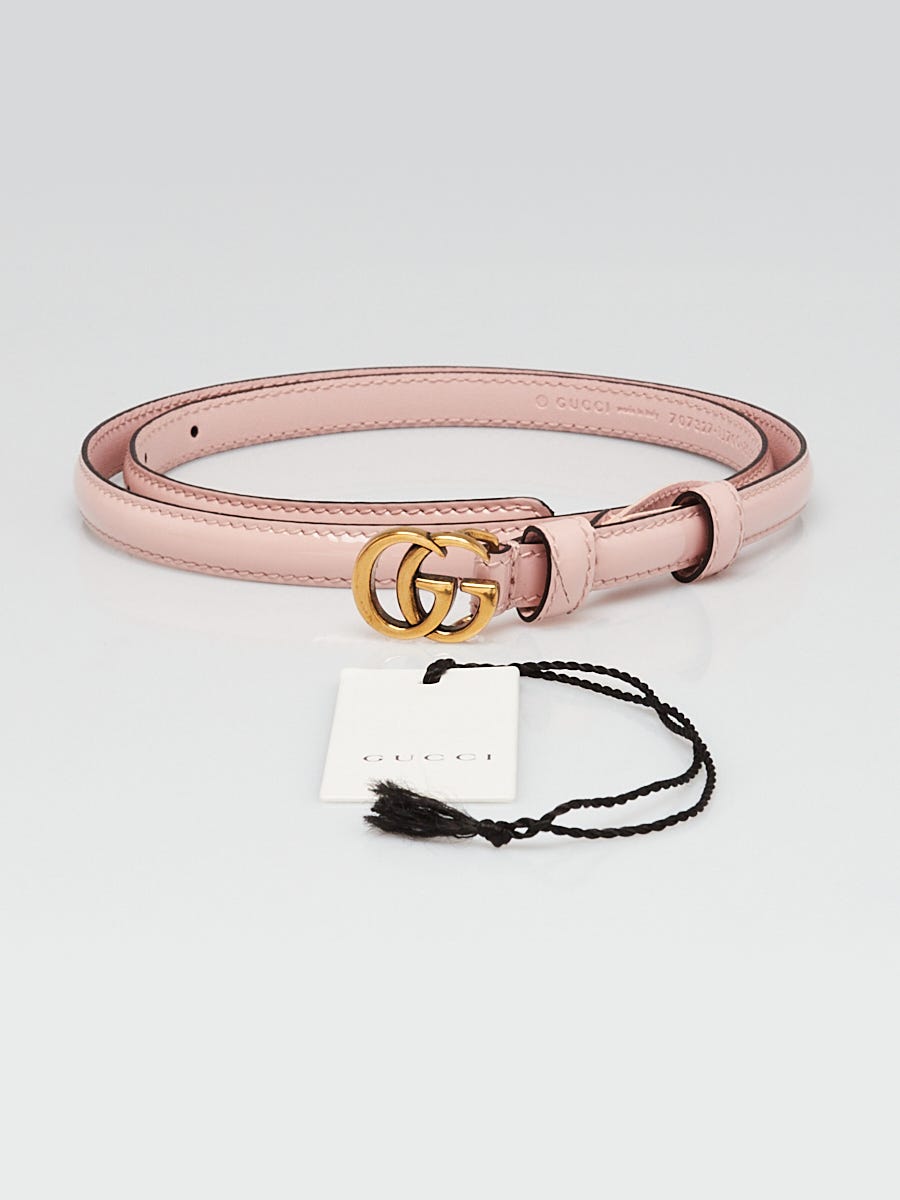 グッチ GUCCI ダブルGGバックルスキニーベルト ハトメ ゴールド色 ピンク GGエンブレム〕リバーシブル スリムベルト ・ピンク＆ブラック レザー