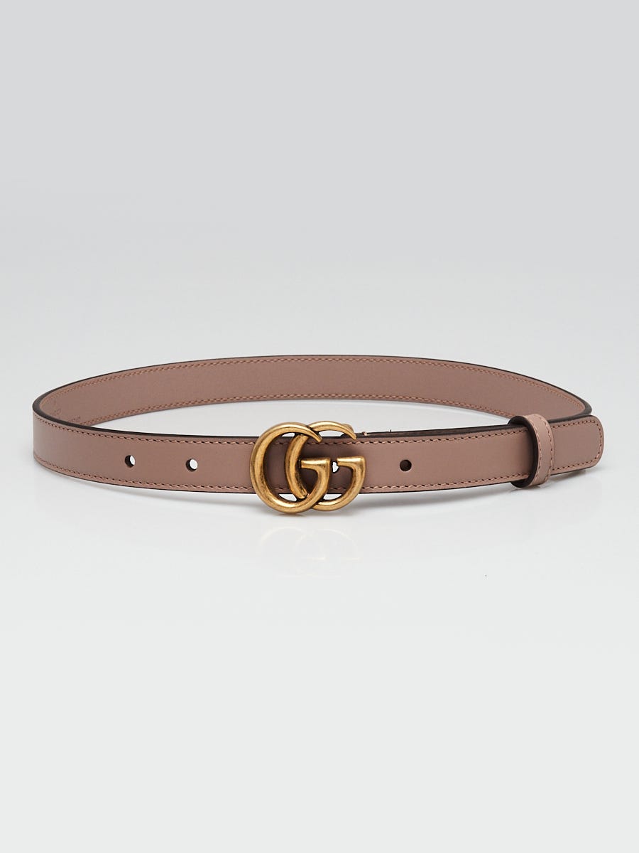 Gucci Beige Leather Double G Thin Belt Size 65/26 | Yoogi's Closet
