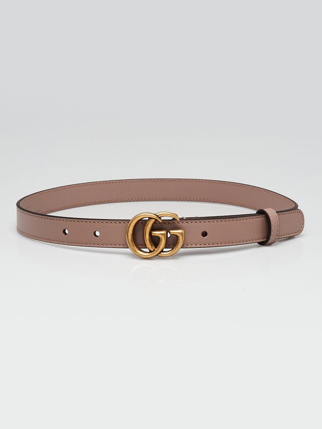 Gucci Beige Leather Double G Thin Belt Size 65/26