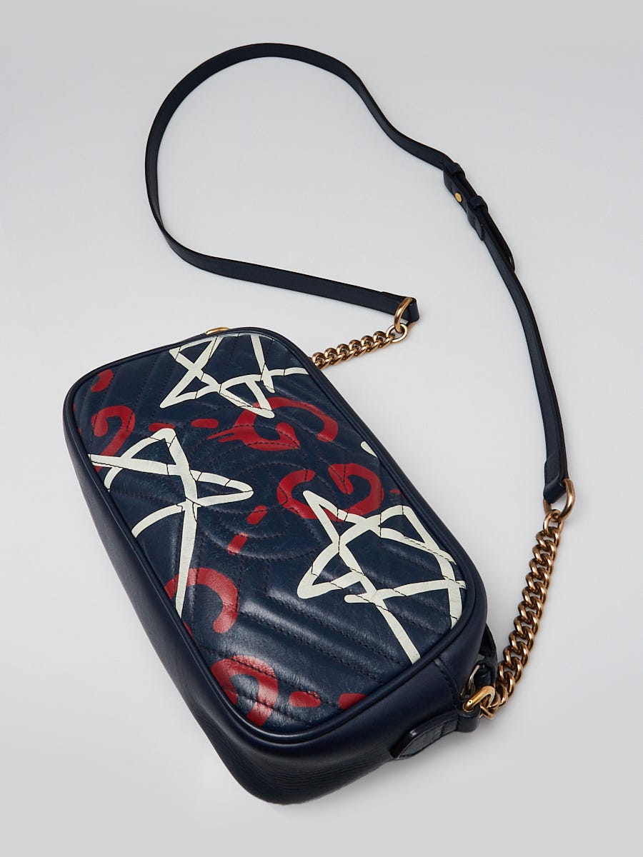 Gucci Blue Ghost Print Quilted Leather Marmont Metalasse
