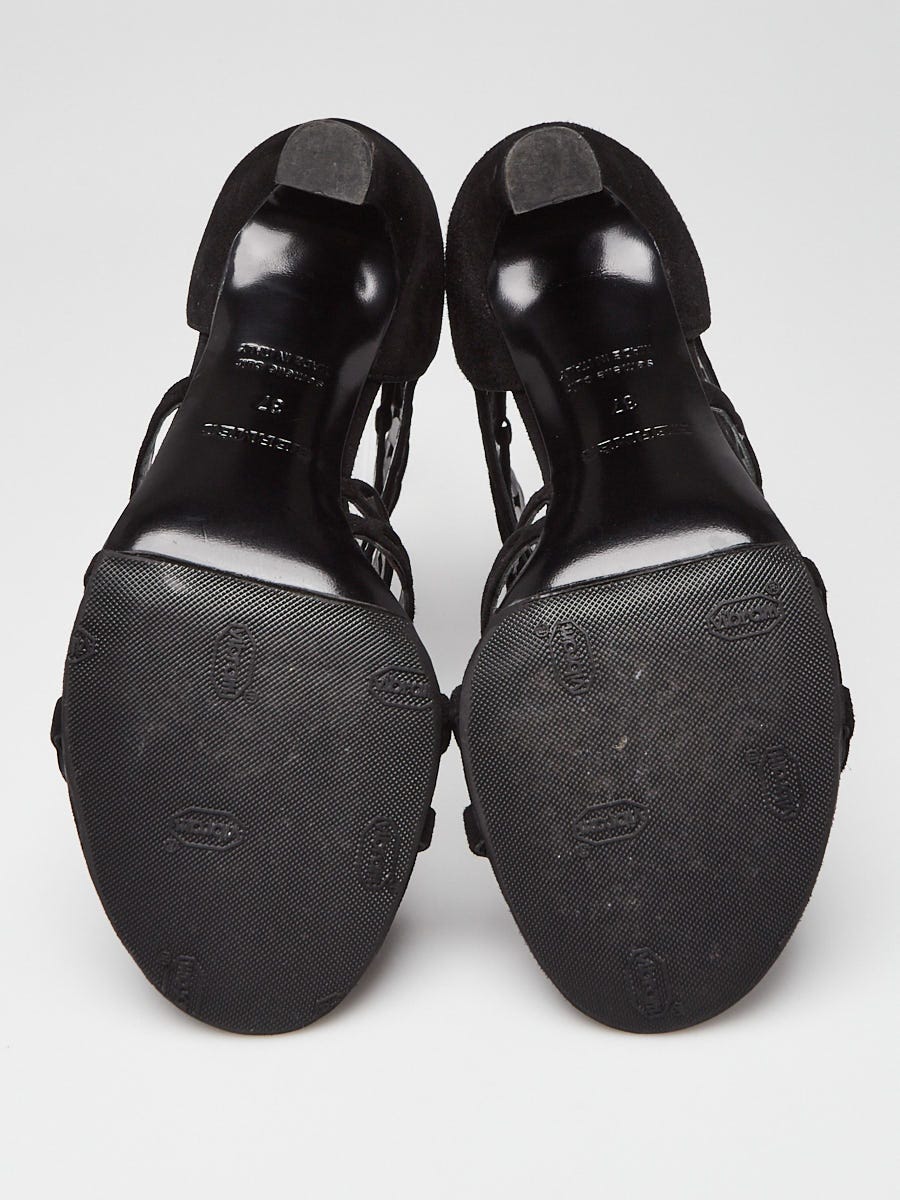 Hermes Black Suede Naide Chaine d'Ancre Sandals Size 6.5/37