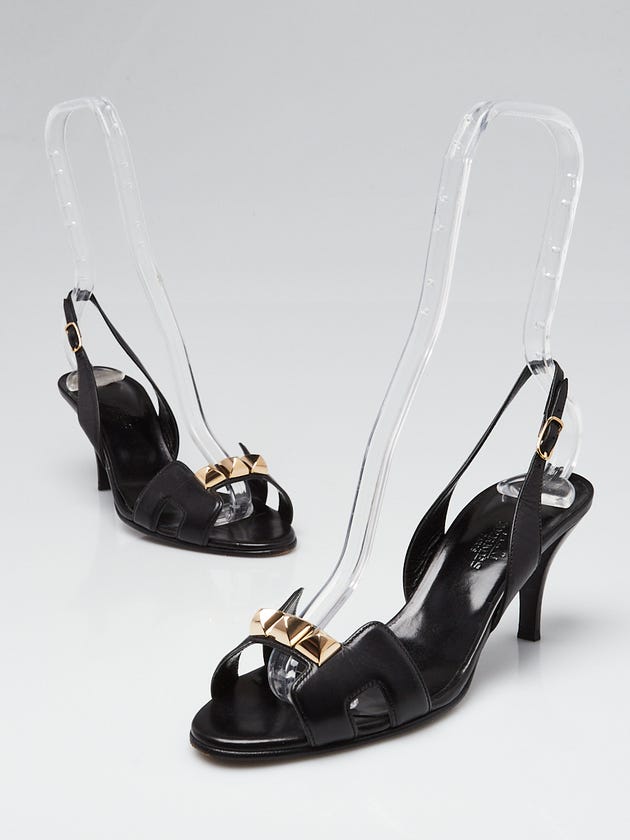Hermes Black Calfskin Leather Premiere Sandals Size 5.5/36