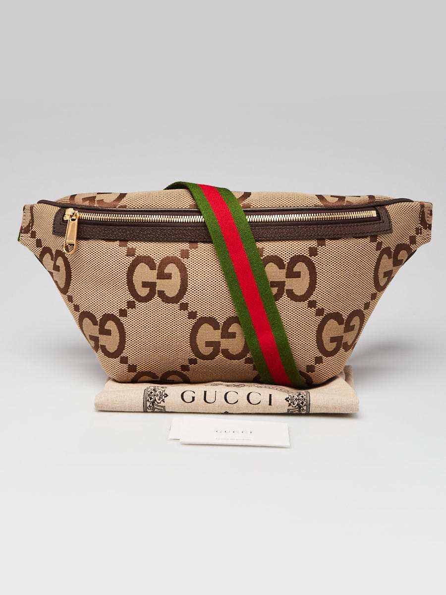 Gucci Beige/Brown Jumbo GG Canvas Belt Bag | Yoogi's Closet
