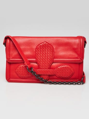 Bottega Veneta Red Intrecciato Nappa Leather Rialto Bag