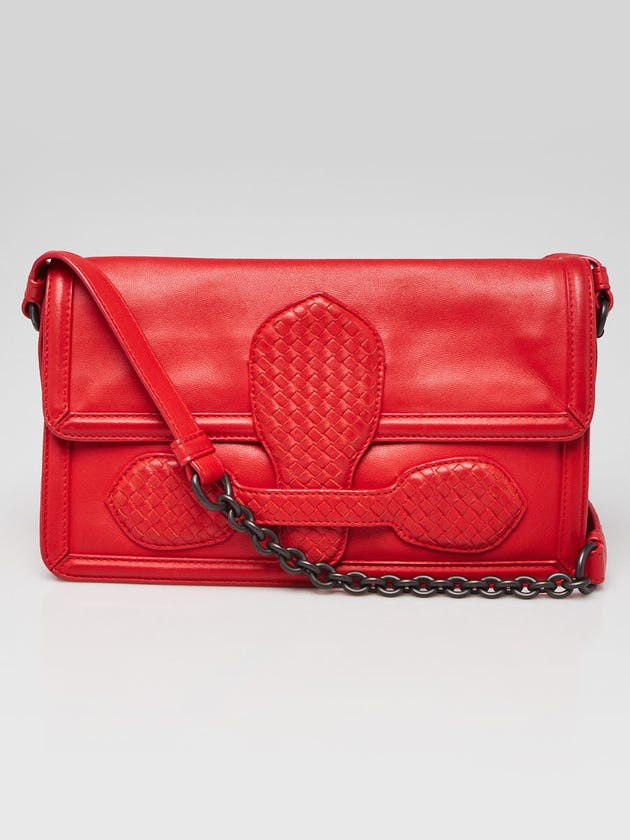 Bottega Veneta Red Intrecciato Nappa Leather Rialto Bag