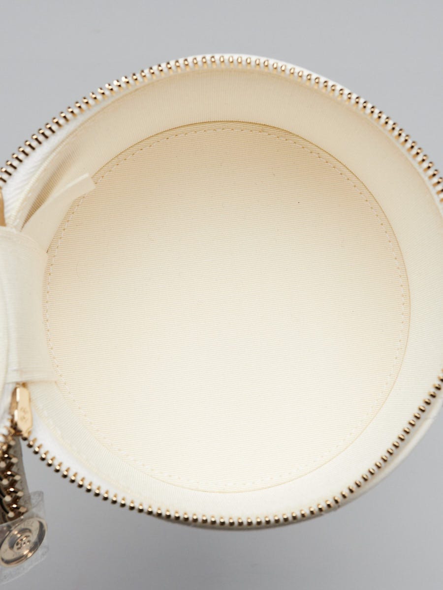 Chanel White/Black Quilted Lambskin Leather Chain and Charm Vanity