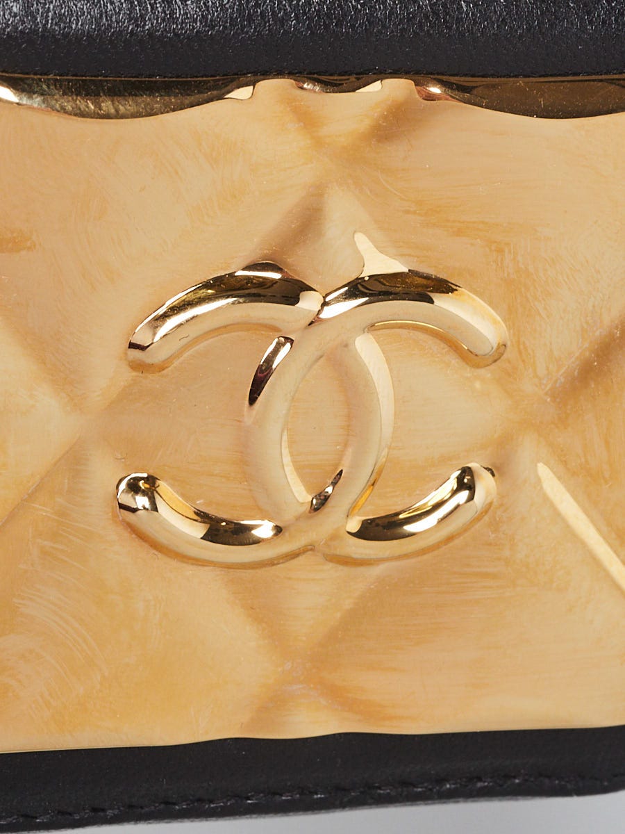Chanel Black Quilted Leather Gold Plate Mini Vanity Case Bag