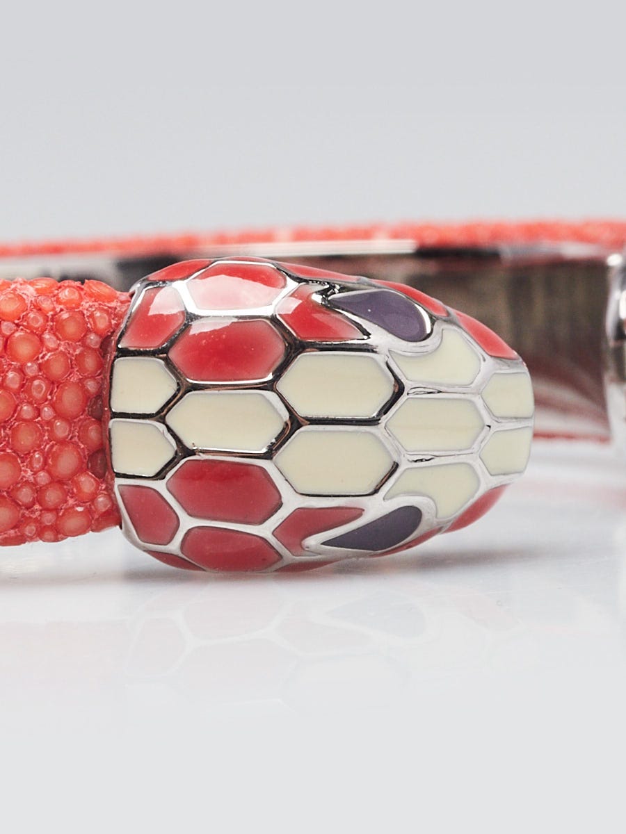 Bvlgari Orange Galuchat Leather Serpenti Forever Bracelet