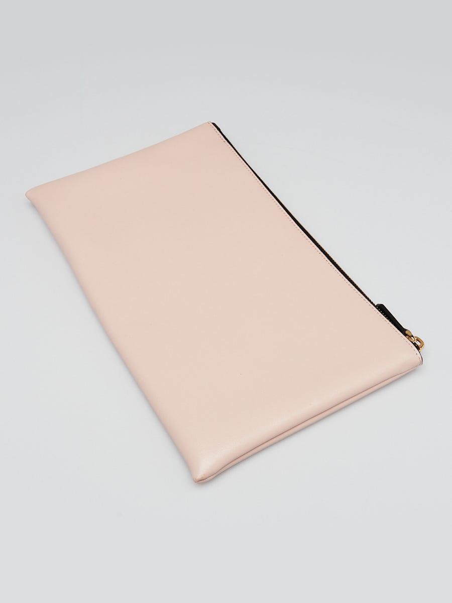Fendi Pink Leather Zip Flat Pouch
