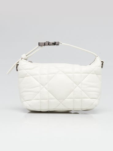 Christian Dior Off White Quilted Cannage Leather DiorTravel Small Nomad Pouch Bag