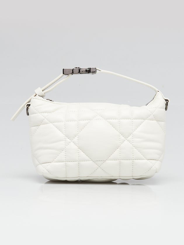 Christian Dior Off White Quilted Cannage Leather DiorTravel Small Nomad Pouch Bag