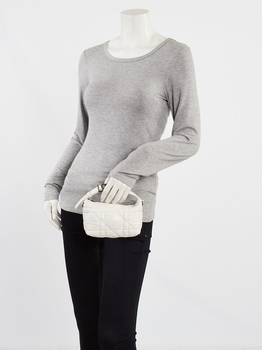 Christian Dior Off White Quilted Cannage Leather DiorTravel Small Nomad Pouch Bag