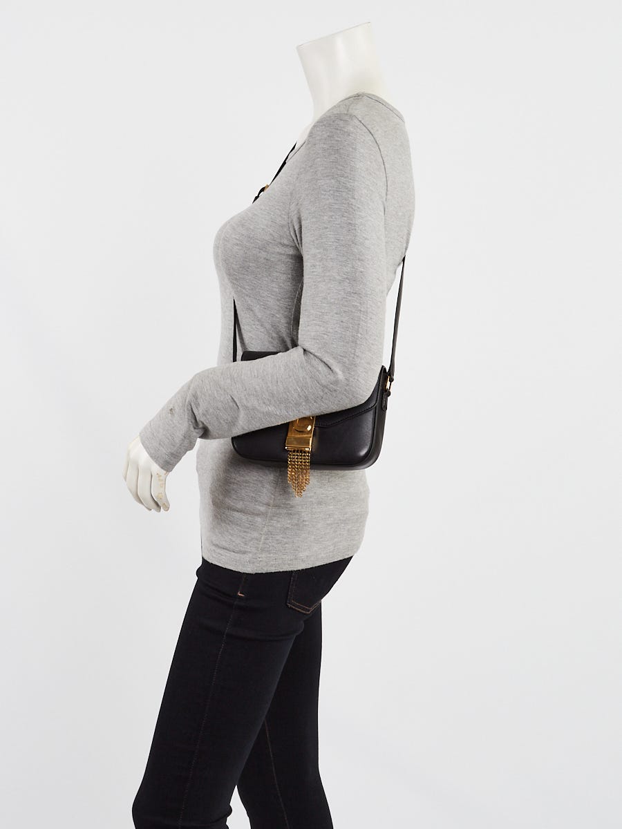 Celine Black Smooth Leather Small Pampille C Flap Bag