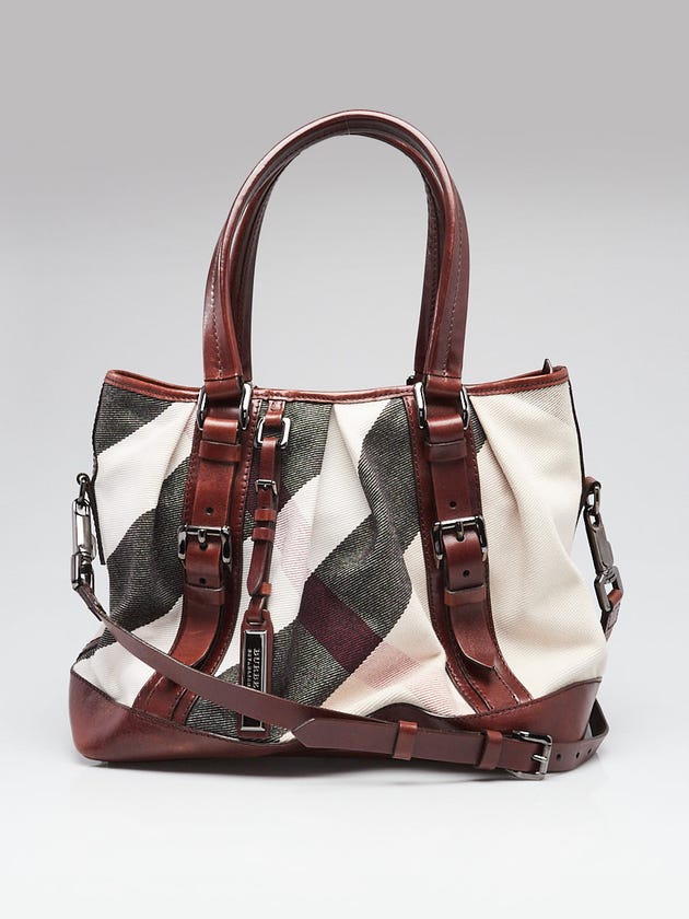 Burberry Brown Mega Check Canvas Lowry Tote Bag