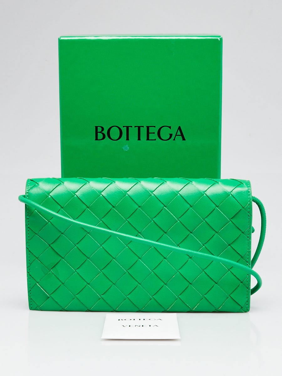 Bottega Veneta Parakeet Intrecciato Woven Nappa Leather Wallet On