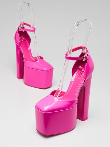 Valentino Pink Patent Leather Disco Platform 180 Pumps Size 7/37.5