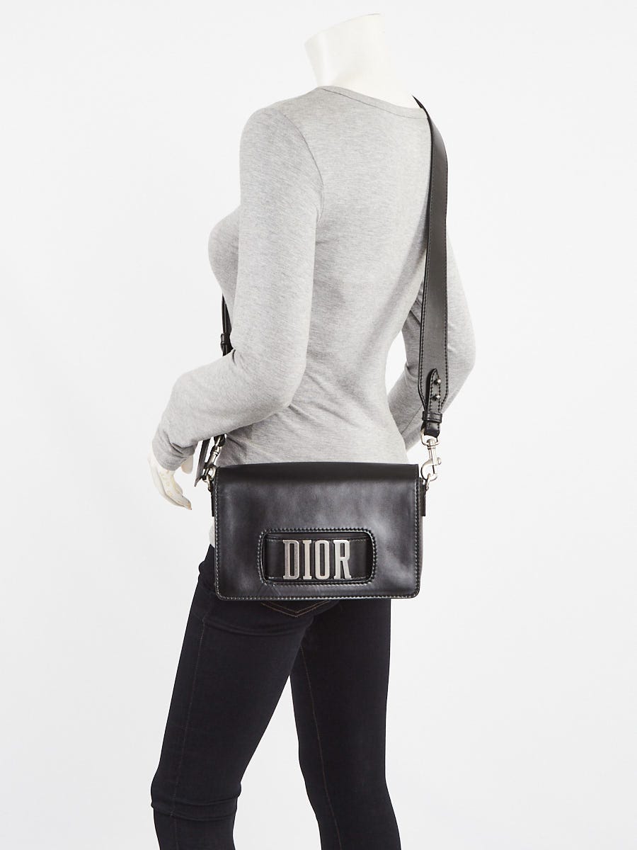 Christian Dior Black Pebbled Calfskin Leather Dio(r)evolution Flap
