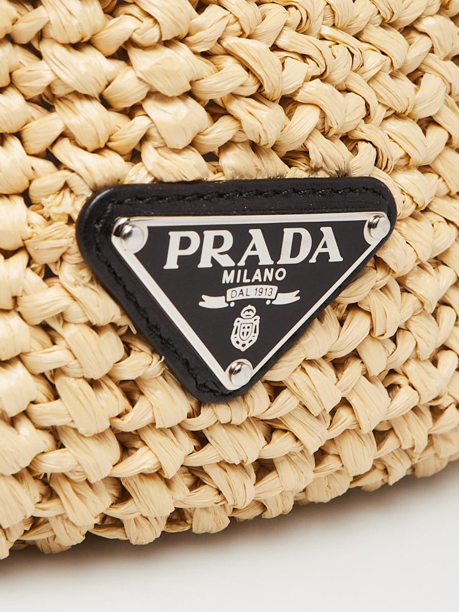 Prada Naturale Crochet Raffia Small Tote Bag | Yoogi's Closet
