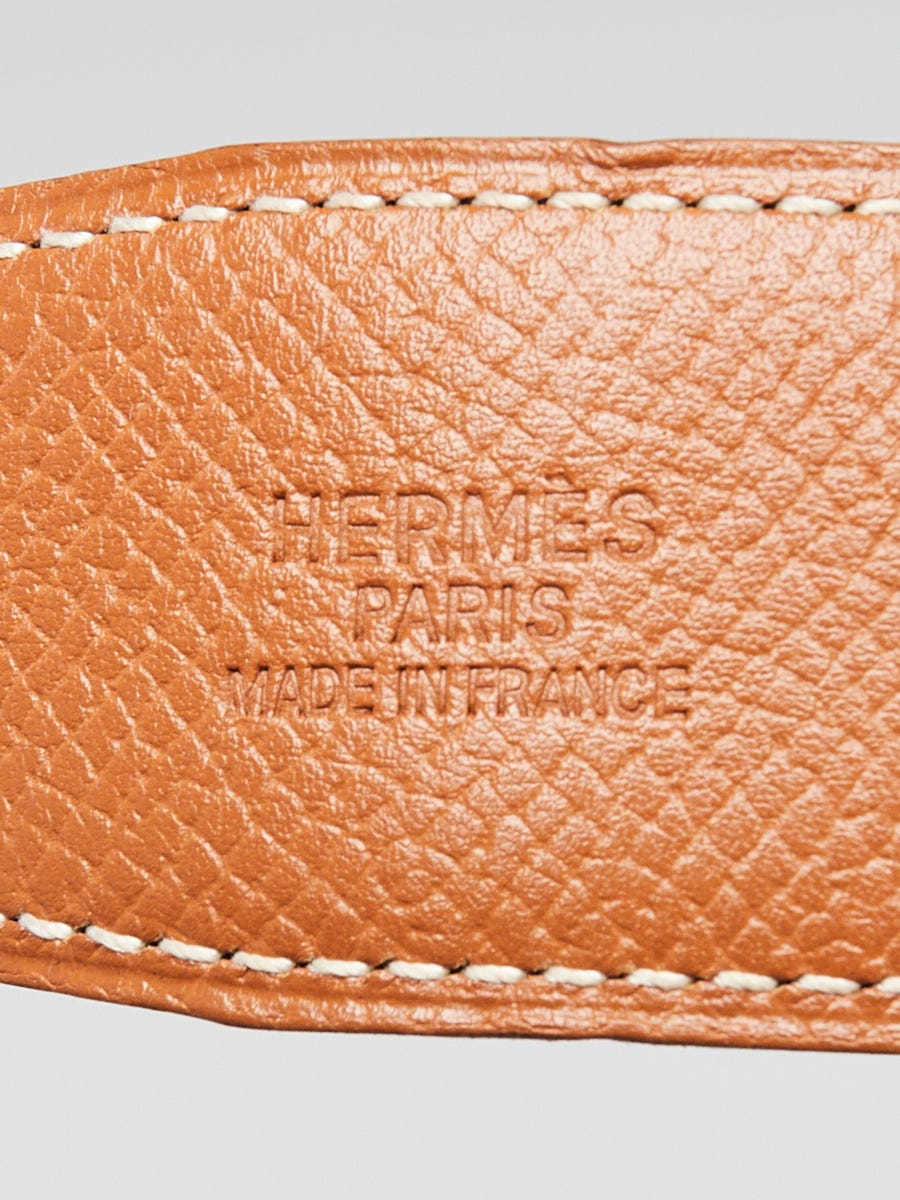 Hermes 32mm Gold Courchevel/Black Box Leather Belt Strap Size 65