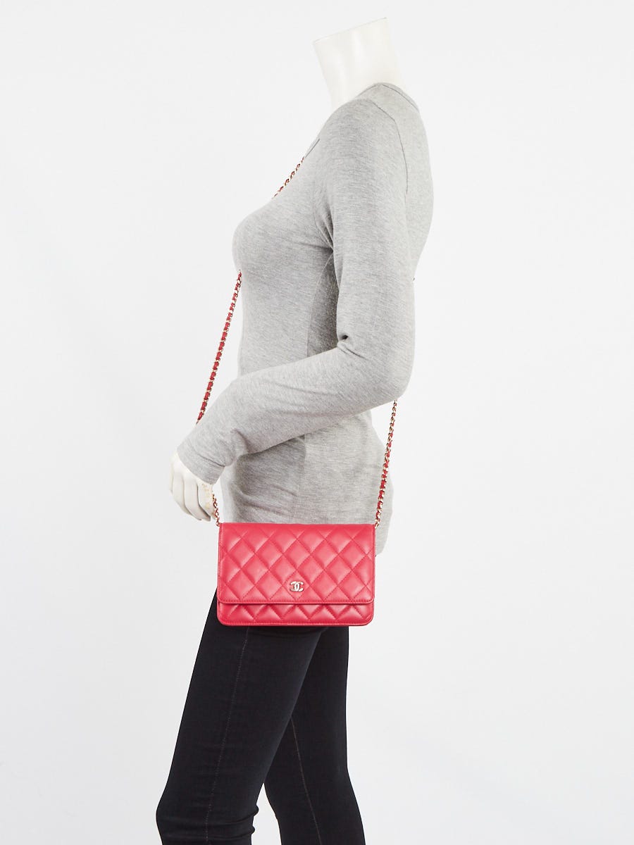 Chanel Pink Quilted Lambskin Leather Classic CC WOC Clutch Bag