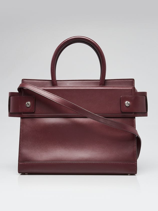 Givenchy Burgundy Smooth Calfskin Leather Small Horizon Tote Bag
