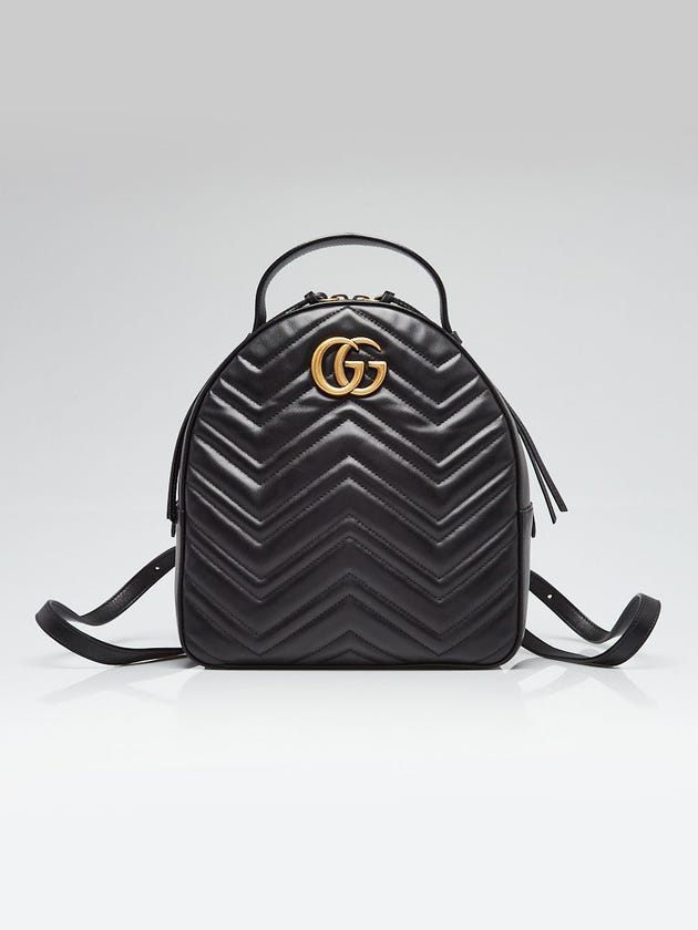 Gucci Black Quilted Leather Marmont Backpack Bag