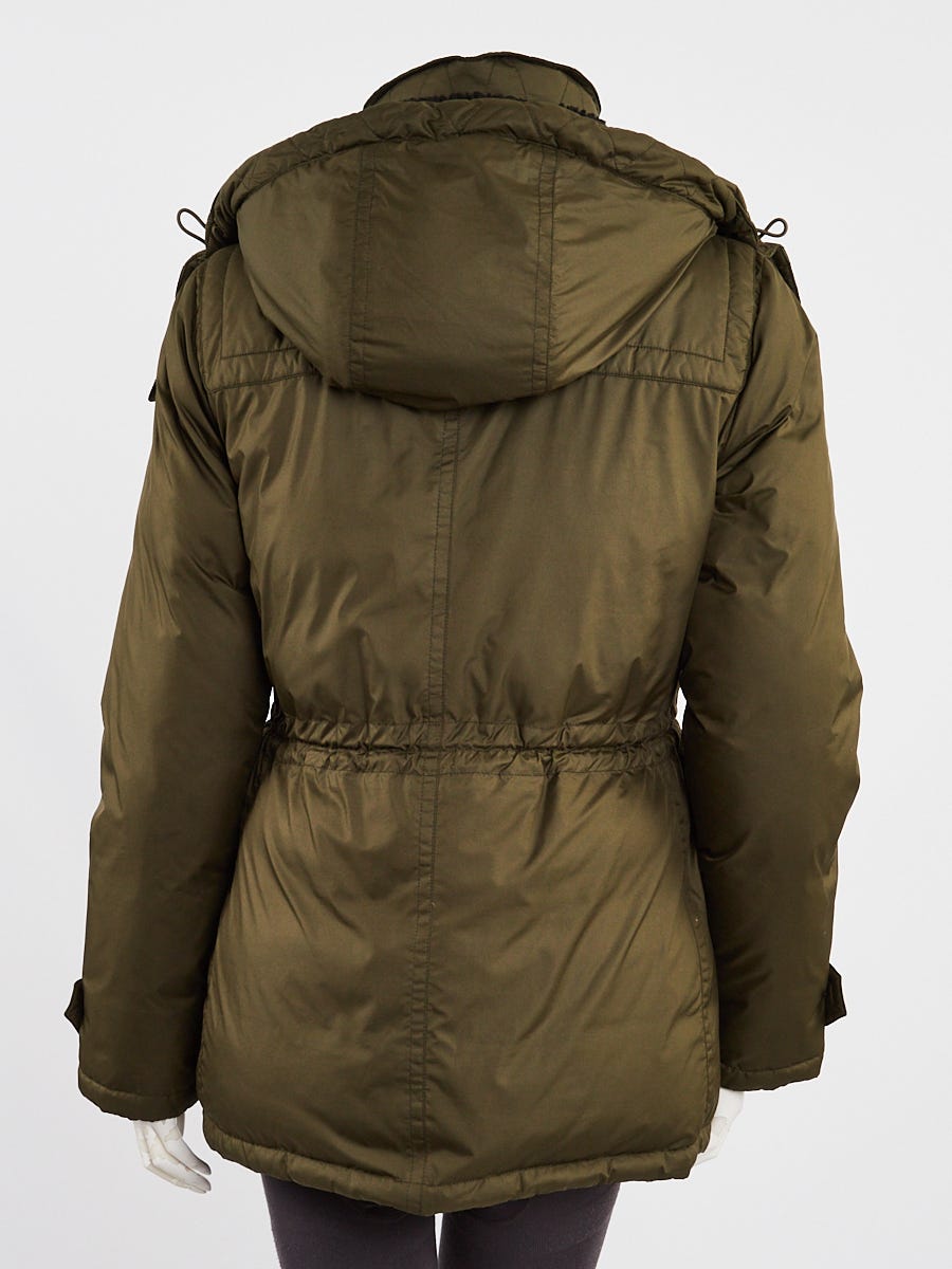 Burberry Brit Army Green Polyester Faux Shearling Coat Size M