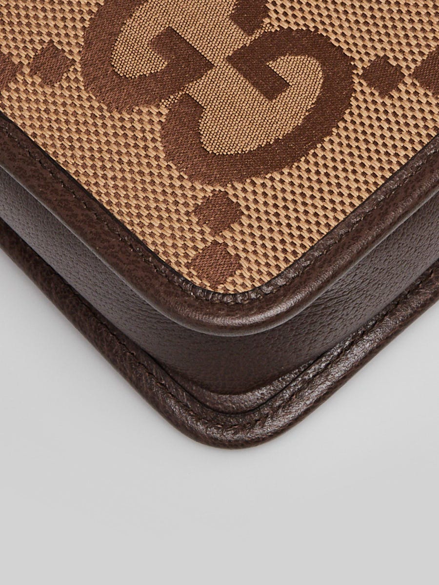Gucci Beige/Brown Jumbo GG Canvas Zip Mini Camera Bag | Yoogi's Closet