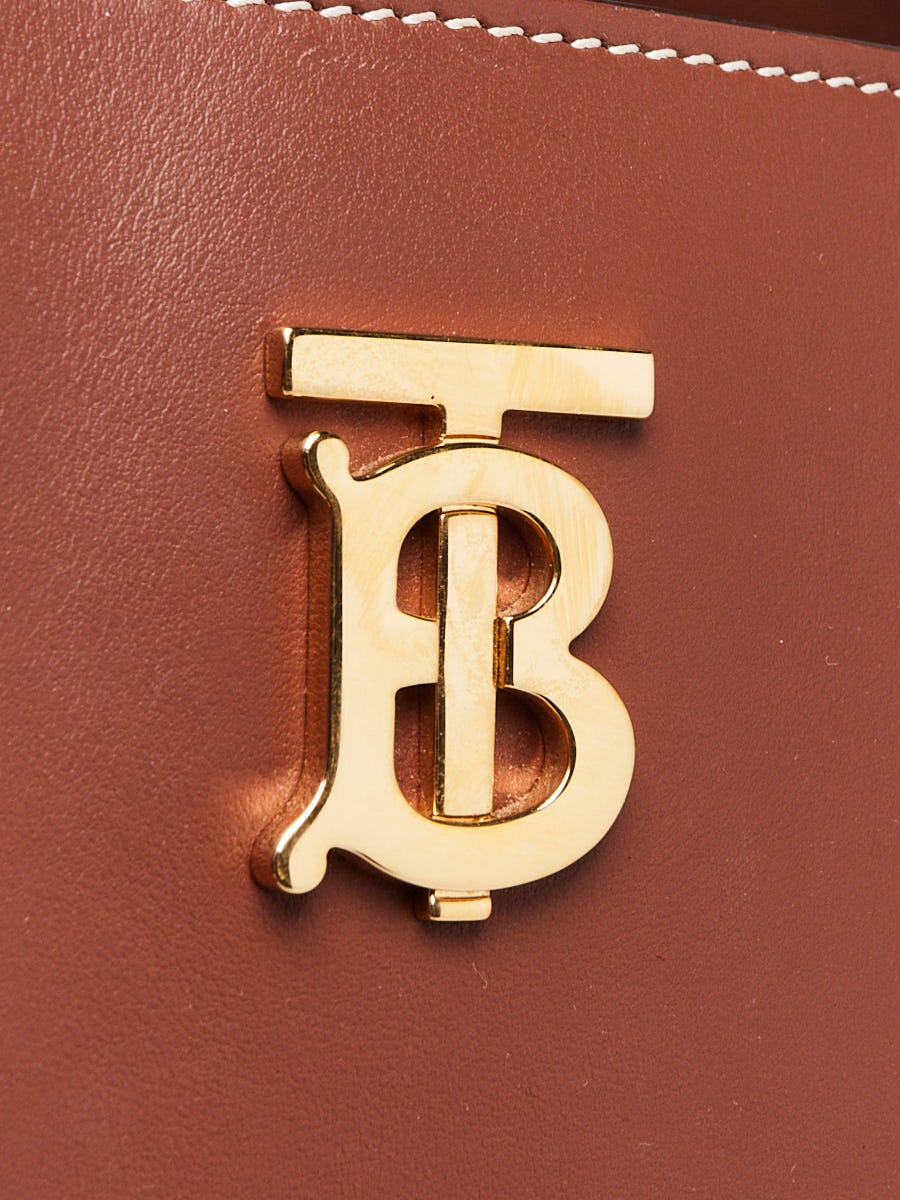 Burberry Brown Smooth Leather TB Tote Bag | Yoogi's Closet