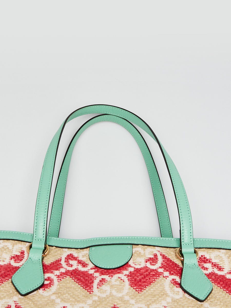 Gucci Green/Raffia GG Ophidia Porto Cervo Medium Tote Bag