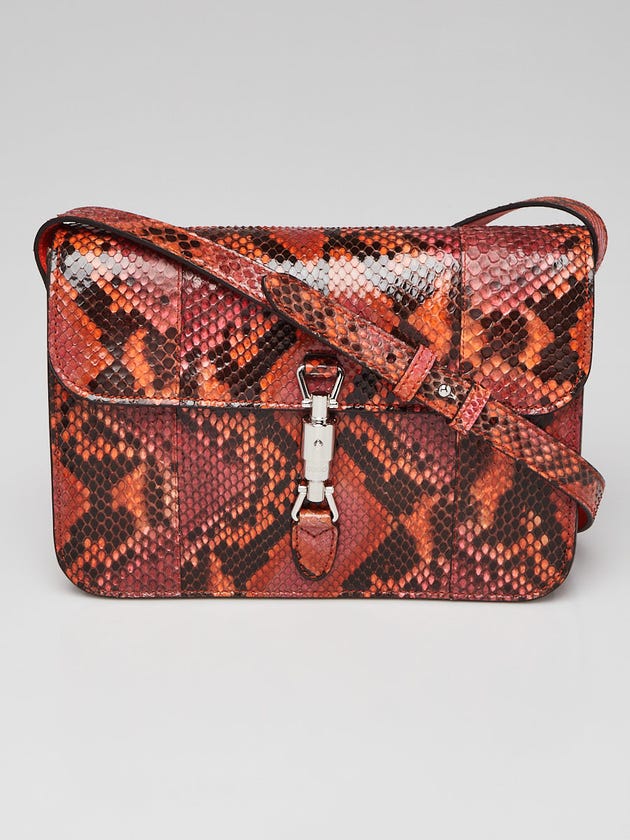 Gucci Orange/Black Python Soft Jackie Convertible Crossbody Bag