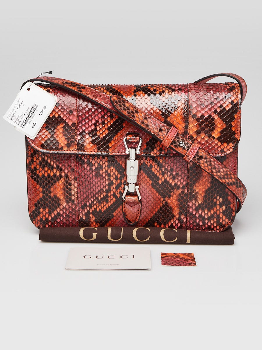 Gucci Orange/Black Python Soft Jackie Convertible Crossbody