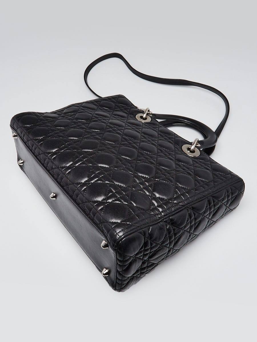 【ヴィンテージ】RankS☆Dior Black Large Cannage トートバック Christian Dior Black Cannage Quilted Lambskin Leather Large