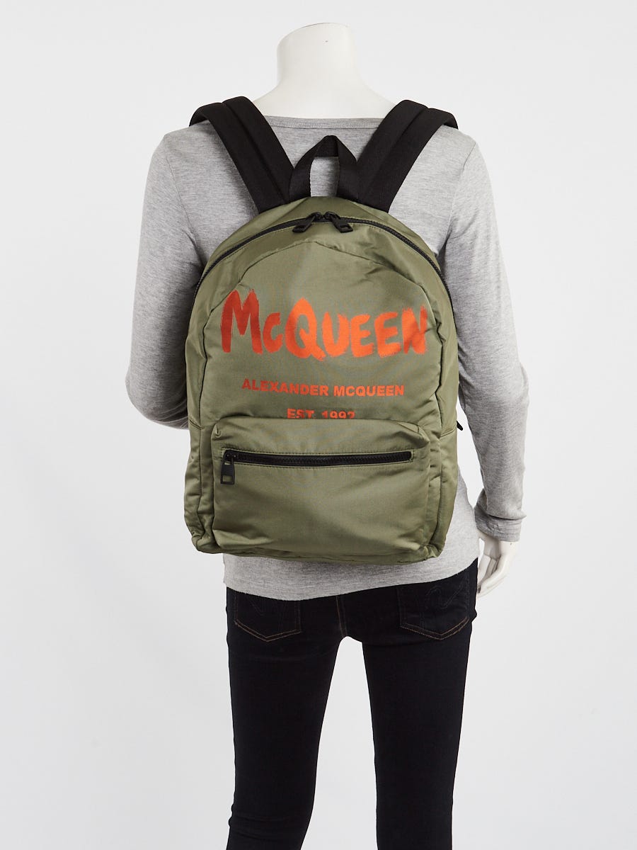Alexander McQueen Green/Orange Nylon Graffiti Metropolitan