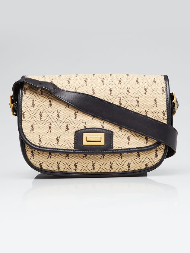 Yves Saint Laurent Beige Canvas Monogram Satchel Crossbody Bag